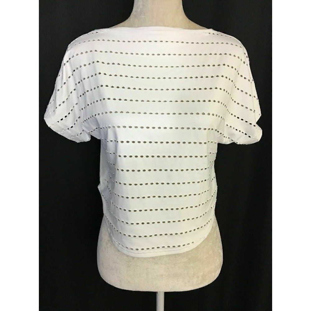 Seafolly Women’s Solid White Short Sleeve Mesh Top Bathing Suit Cover Up Small